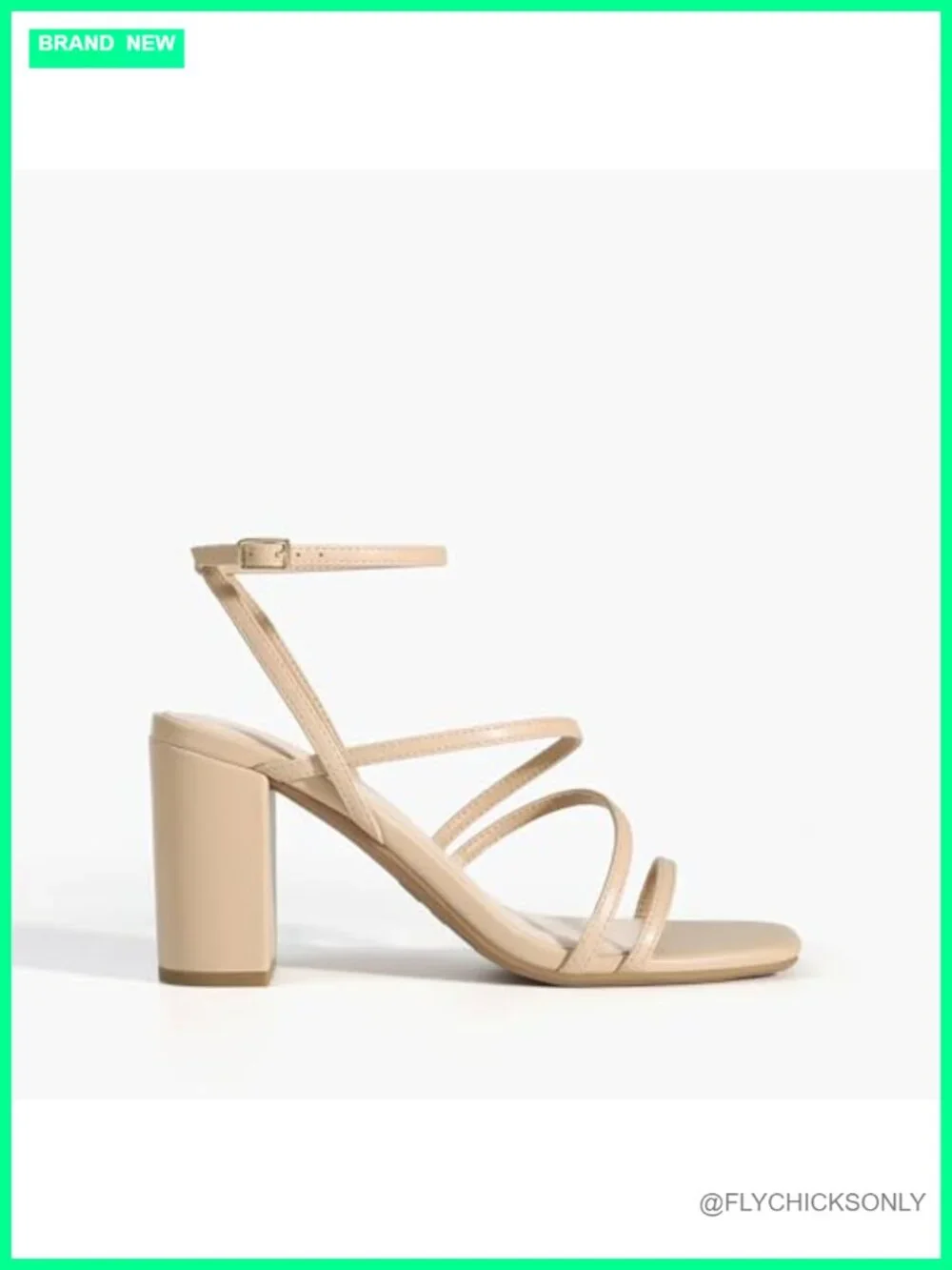 Chunky Heel Sandal Square Toe Thin Straps Buckle Block Heel Dress Heeled Sandals